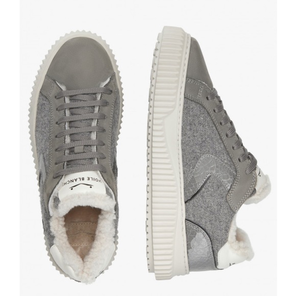 NWT VOILE BLANCHE LIPARI Charcoal Grey Fur Suede and Felt Sneakers - Picture 4 of 16